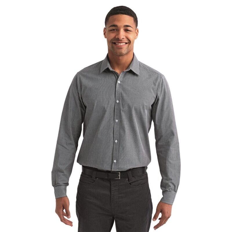 Men&#39;s Microcheck Gingham Cotton Shirt Thumbnail