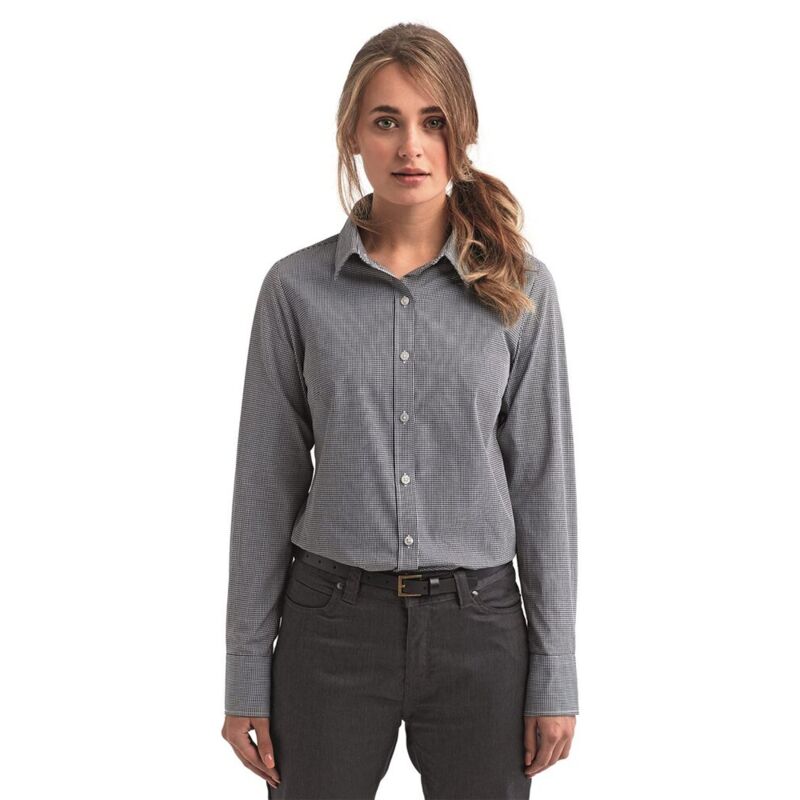 Women&#39;s Microcheck Gingham Cotton Shirt Thumbnail