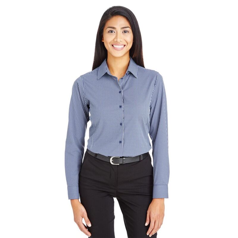 Women&#39;s CrownLux Performance® Tonal Mini Check Woven Dress Shirt Thumbnail