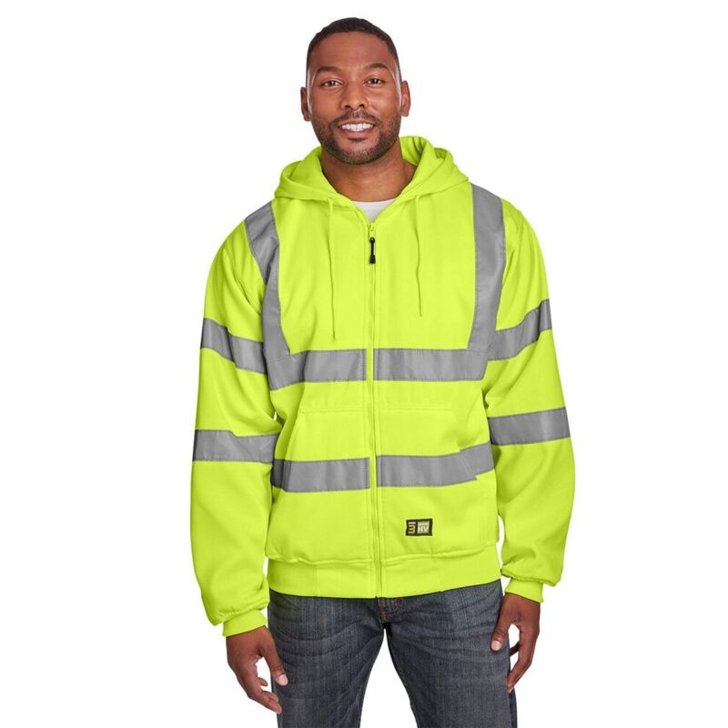 Men's Berne Hi-Vis Class 3 Lined Hooded Sweatshirt Thumbnail