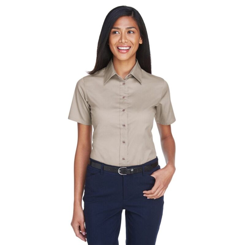 Women's Easy Blend™ Short Sleeve Twill Dress Shirt with Stain-Release Thumbnail