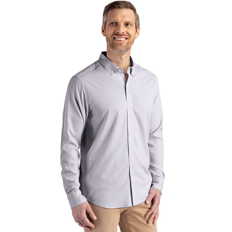 Cutter & Buck Skyline Epic Confidence Recycled Pinstripe Mens Big & Tall Long Sleeve Dress Shirt Thumbnail