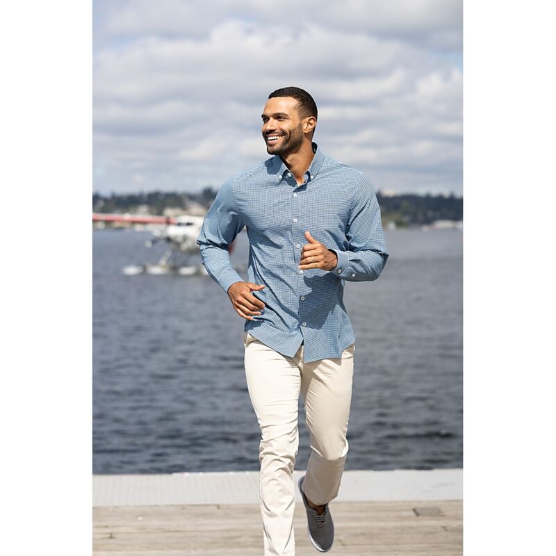 Cutter & Buck Skyline Epic Confidence Recycled Gingham Mens Big & Tall Long Sleeve Dress Shirt Thumbnail