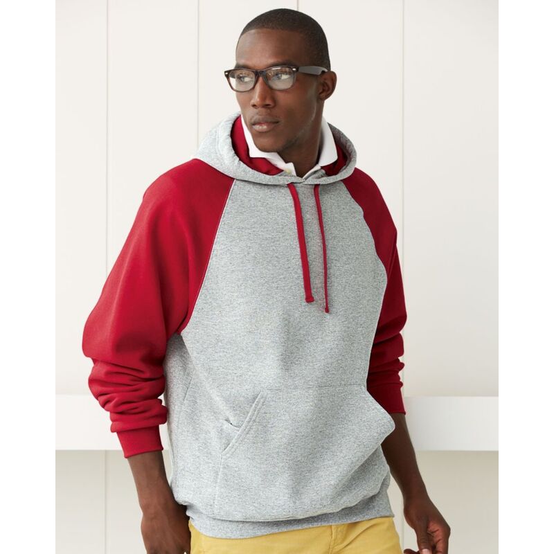 Unisex Nublend® Colorblocked Raglan Hooded Sweatshirt Thumbnail