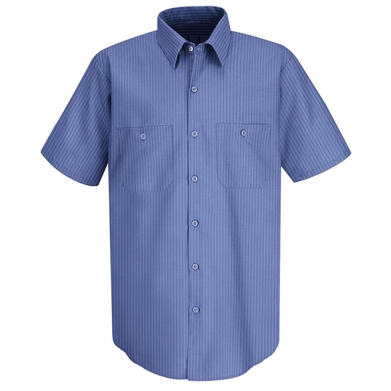Men's Industrial Stripe Short Sleeve Work Shirt Thumbnail