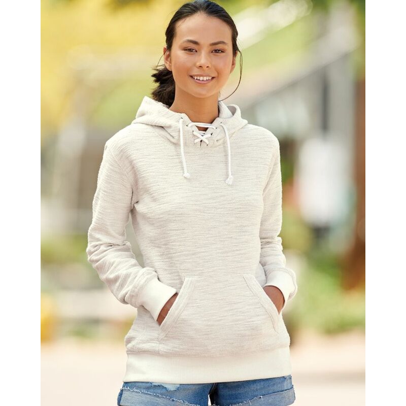 Women’s French Terry Sport Lace Scuba Hooded Sweatshirt Thumbnail