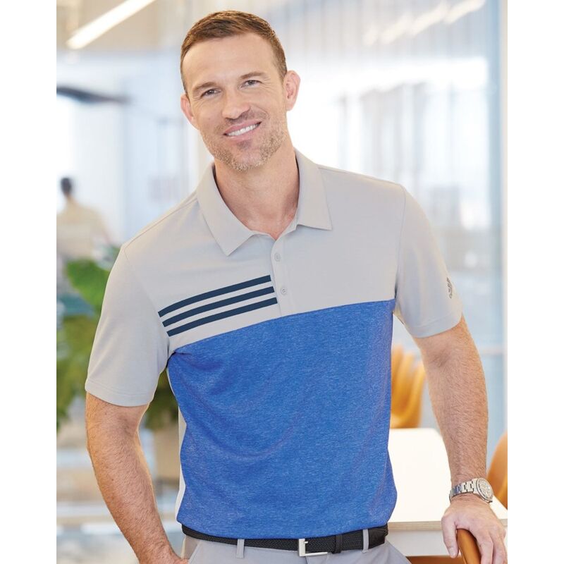 Men's Heathered Colorblocked 3-Stripes Polo Thumbnail